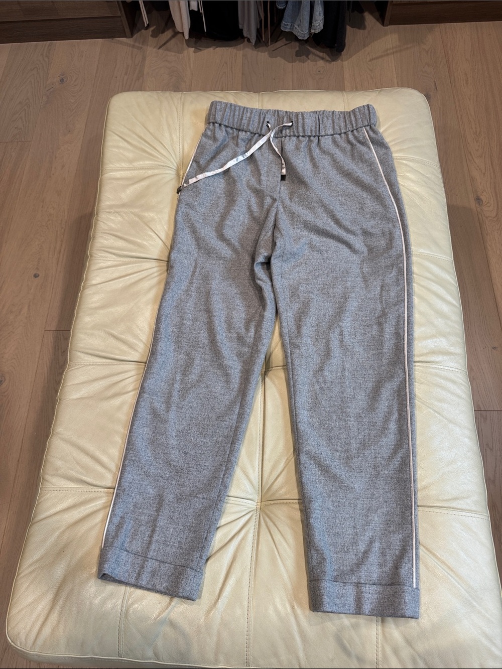 Peserico Grey women Drawstring Joggers with Side Stripe